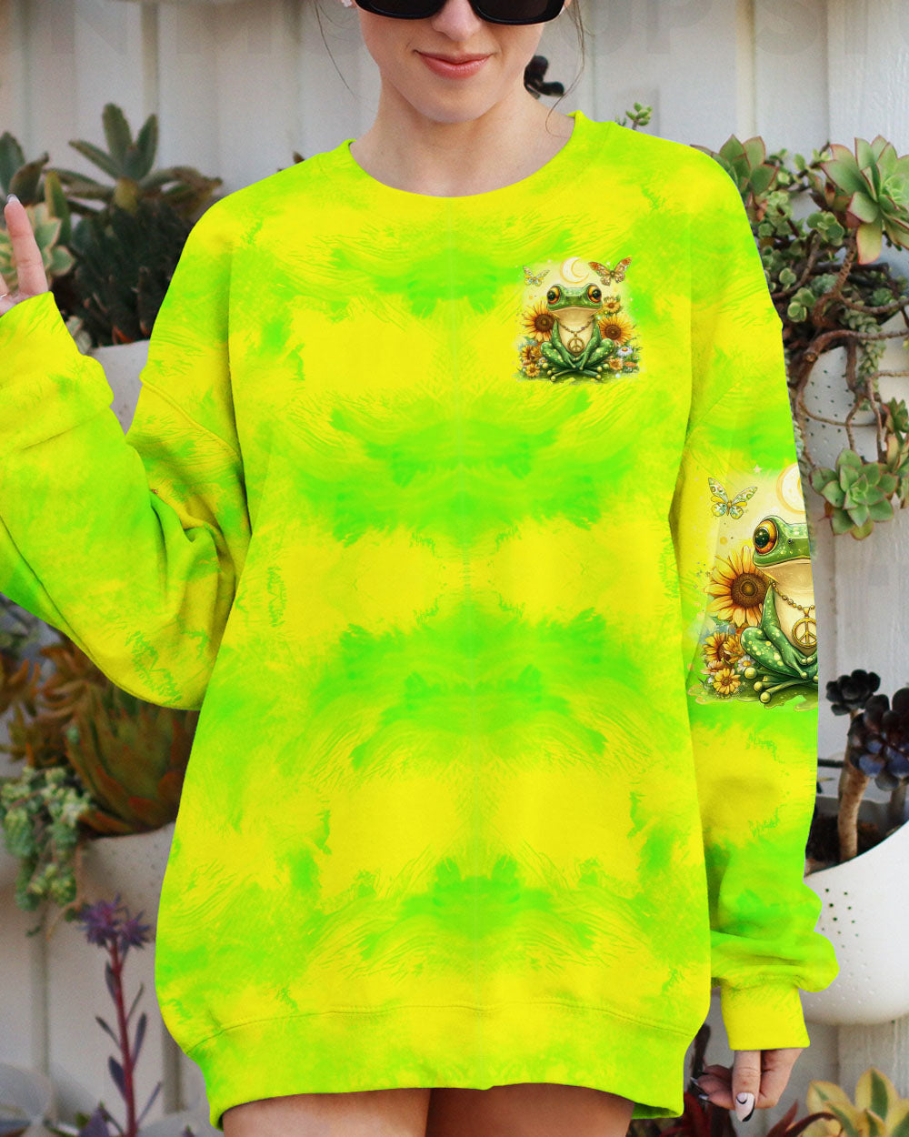 Be You The World Will Adjust Tie Dye Frog Peace Sunflower AOP Shirts _6_ 1mCnm