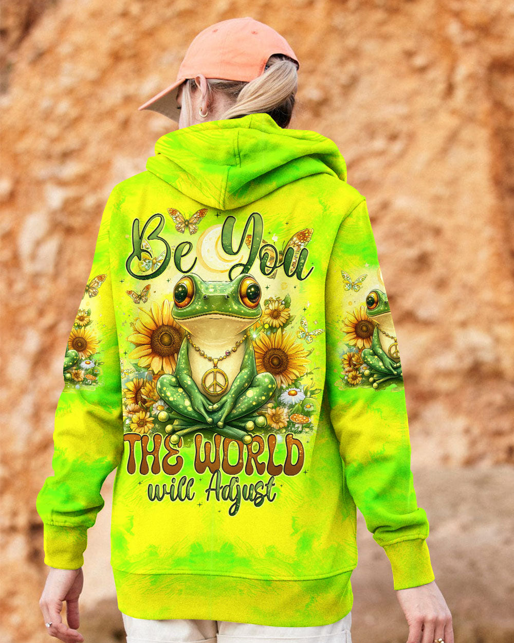 Be You The World Will Adjust Tie Dye Frog Peace Sunflower AOP Shirts _9_ xA8sg