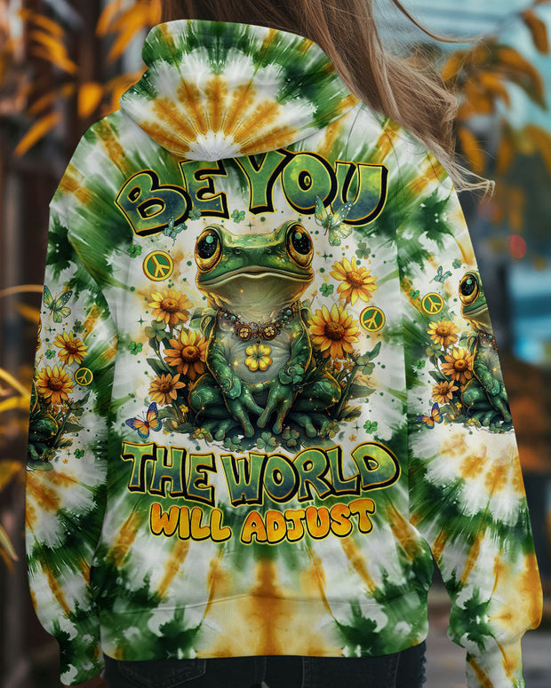 Be You The World Will Adjust - Tie Dye Frog Sunflower Hippie - AOP Shirts