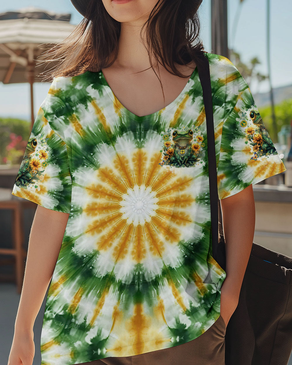 Be You The World Will Adjust Tie Dye Frog Sunflower Hippie AOP Shirts _4_ pEgJF