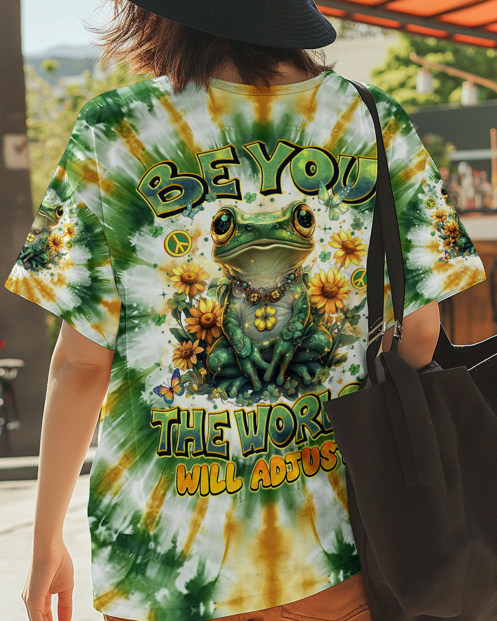 Be You The World Will Adjust Tie Dye Frog Sunflower Hippie AOP Shirts _5_ VQLT3