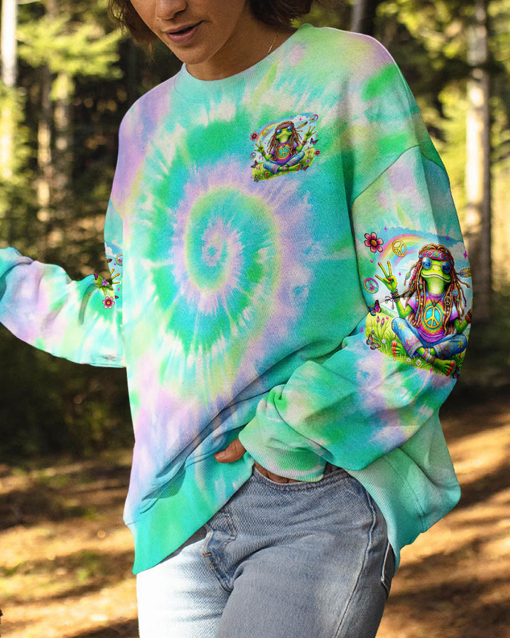 Be You The World Will Adjust Tie Dye Hippie Frog with Peace Symbol AOP Shir _8_ 1nito