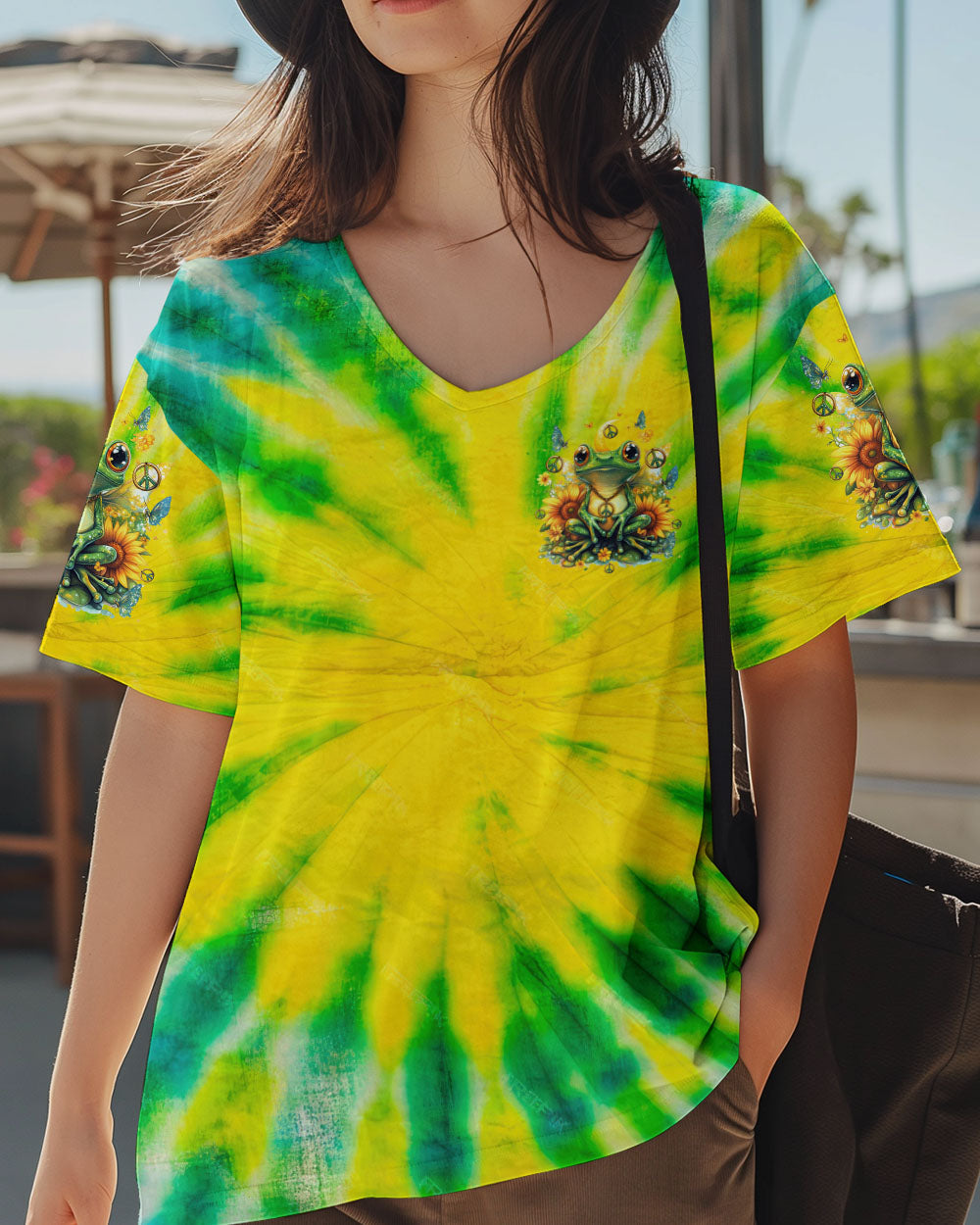 Be You The World Will Adjust Tie Dye Peace Frog and Sunflower AOP Shirts _13_ 4mrnK