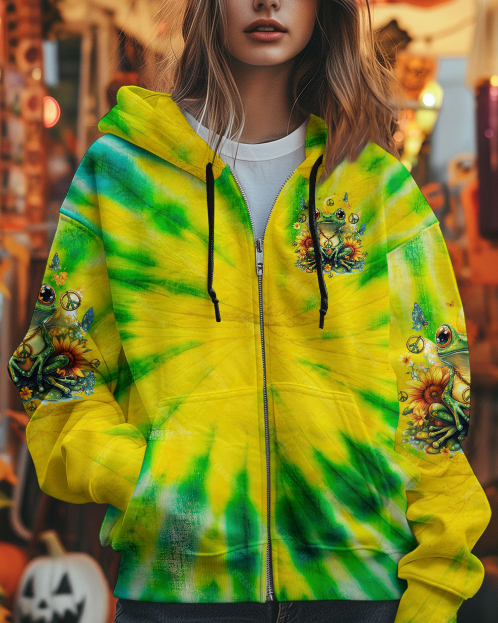 Be You The World Will Adjust Tie Dye Peace Frog and Sunflower AOP Shirts _6_ OH2hA