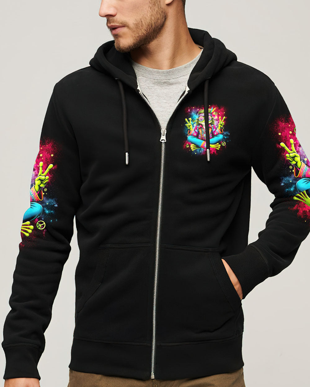 Be You The World Will Adjust Trippy Frog Hippie Peace Signs AOP Shirts _4_ 3SB2i