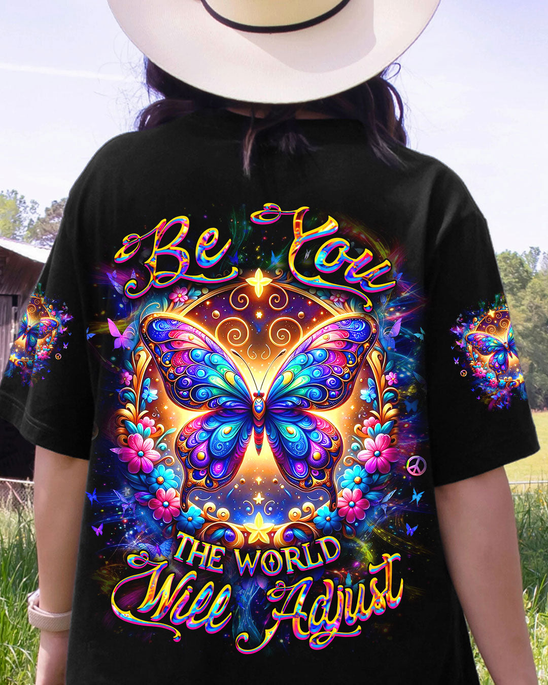 Be You the World Will Adjust Colorful Butterfly Graphic _E2_80_93 AOP Shirts _10_ 5902j