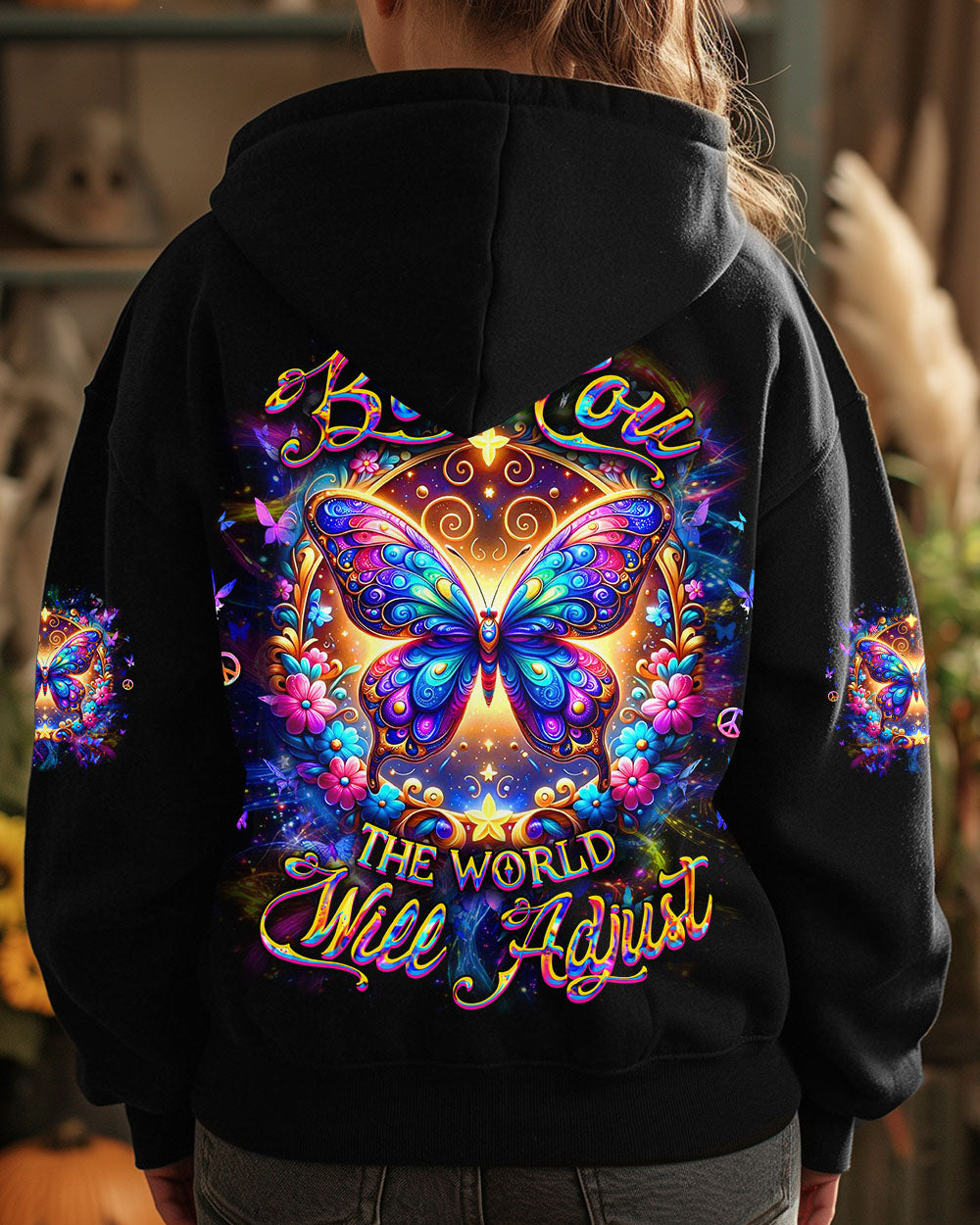 Be You the World Will Adjust Colorful Butterfly Graphic _E2_80_93 AOP Shirts _1_ 81baY