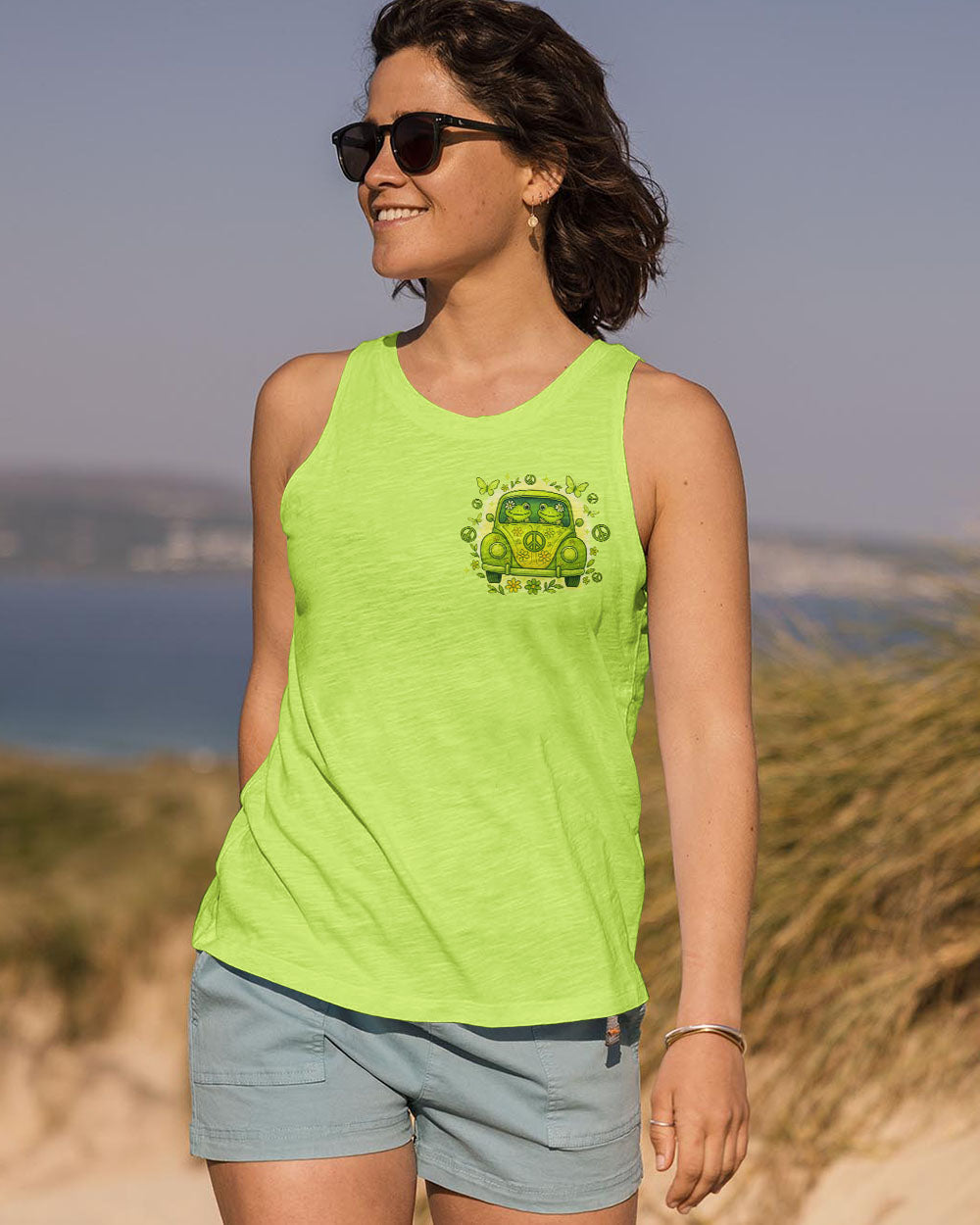 Be You the World Will Adjust Cute Hippie Frog Van Graphic Tee for Women AOP Shirts _10_ d9YIg