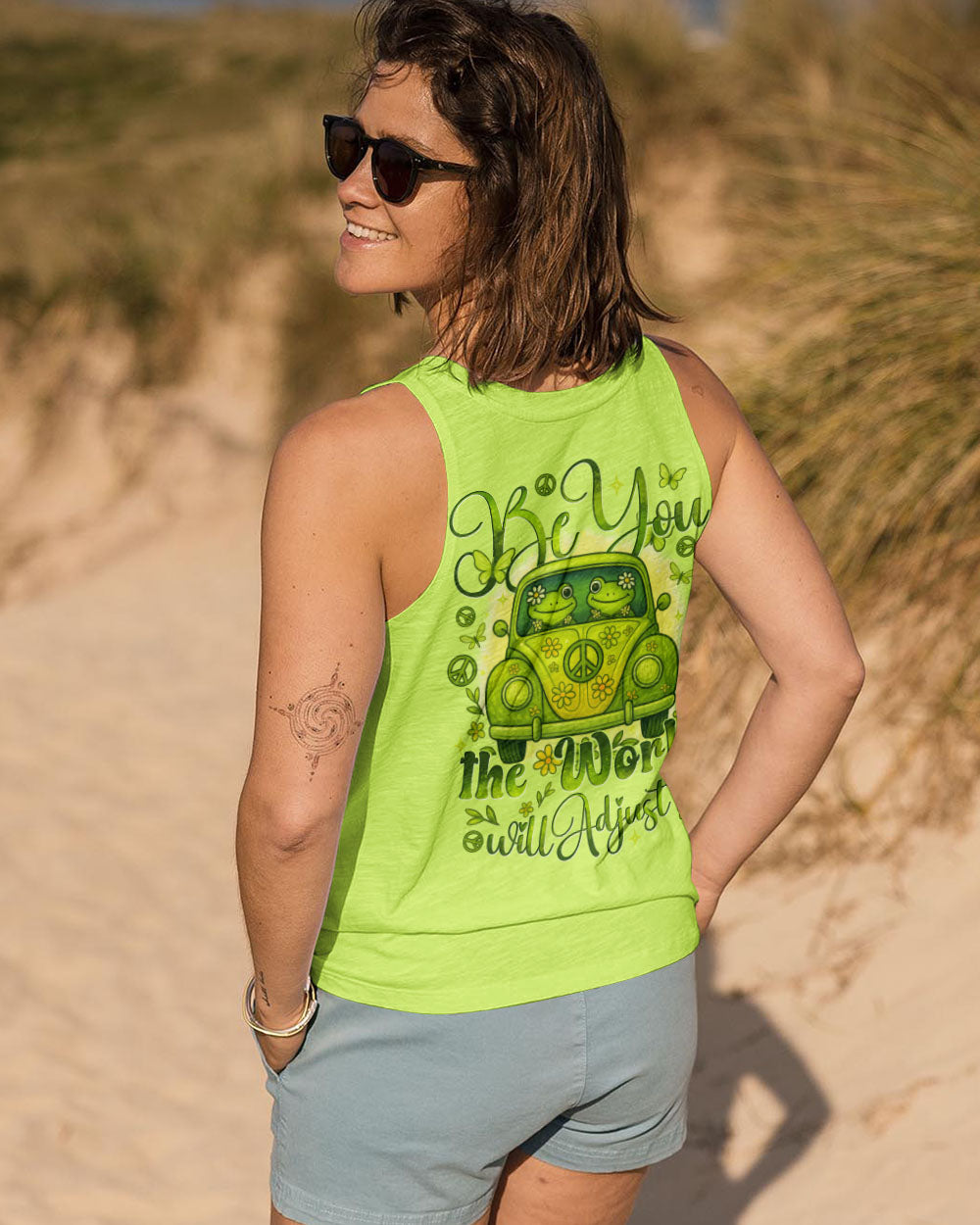 Be You the World Will Adjust Cute Hippie Frog Van Graphic Tee for Women AOP Shirts _11_ 8tjJo