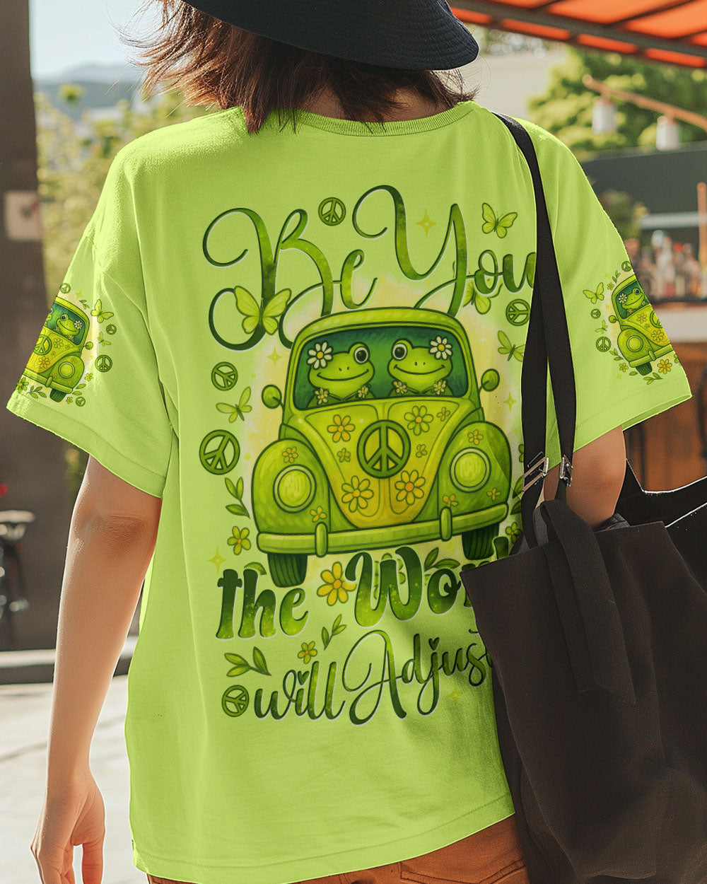 Be You the World Will Adjust Cute Hippie Frog Van Graphic Tee for Women AOP Shirts _3_ Oevpa