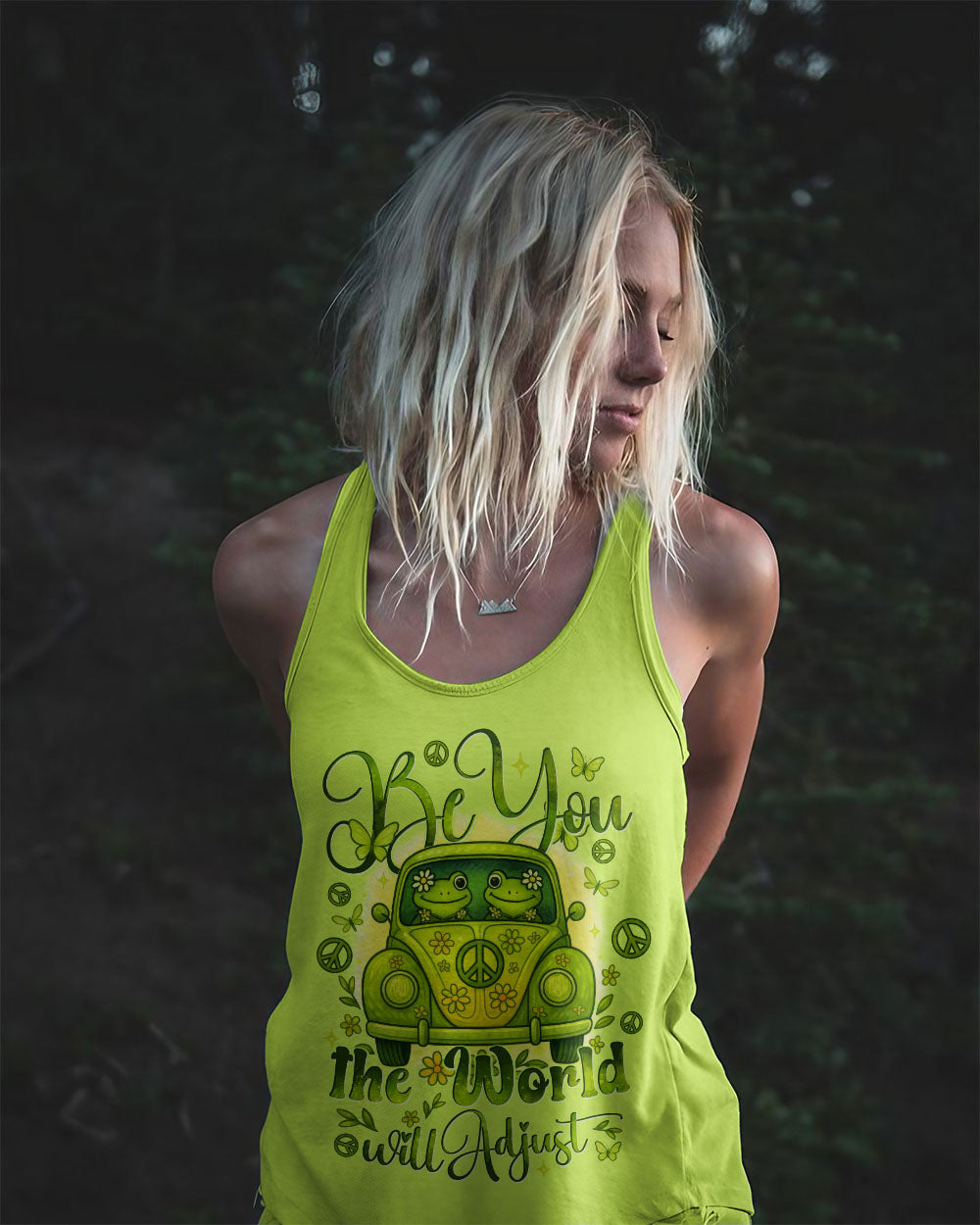 Be You the World Will Adjust Cute Hippie Frog Van Graphic Tee for Women AOP Shirts _9_ idWMH