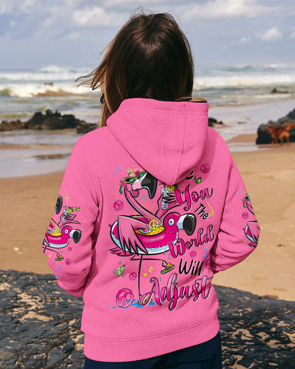 Be You the World Will Adjust Flamingo Funny and Graphic Tee for Women AOP Shirts _11_ 9I8lq