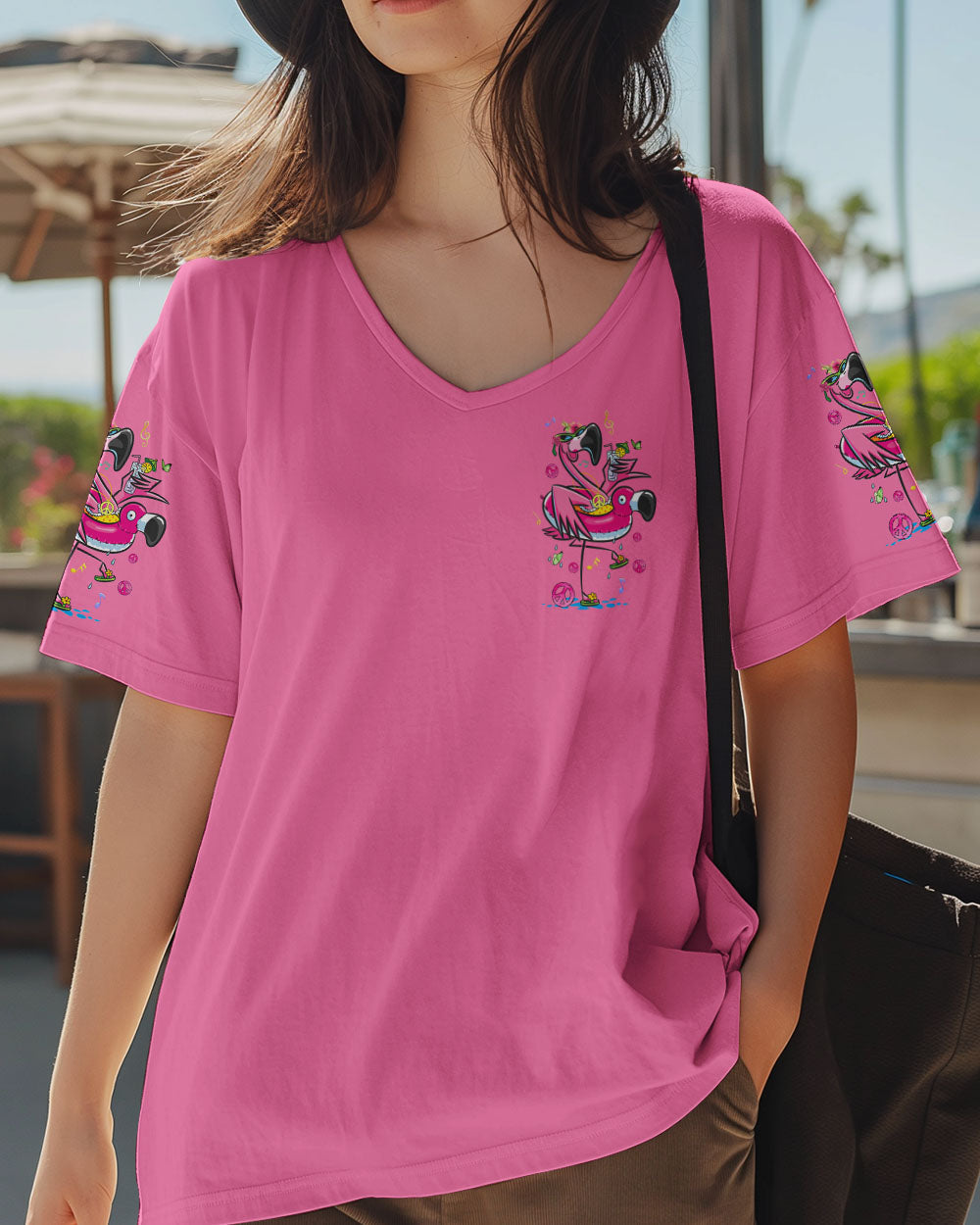 Be You the World Will Adjust Flamingo Funny and Graphic Tee for Women AOP Shirts _4_ C5V46