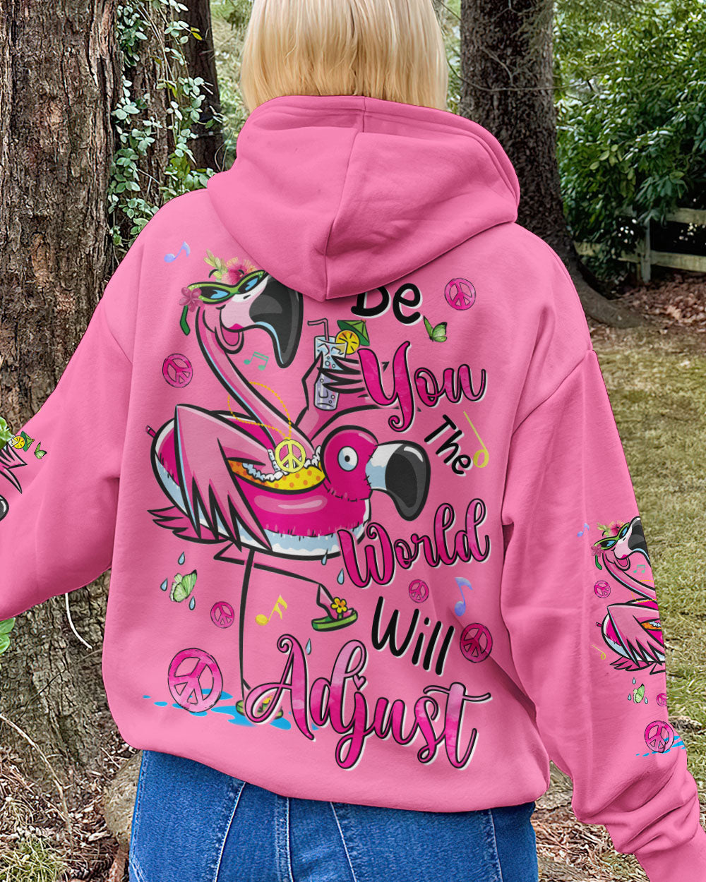 Be You the World Will Adjust Flamingo Funny and Graphic Tee for Women AOP Shirts _7_ TphgX