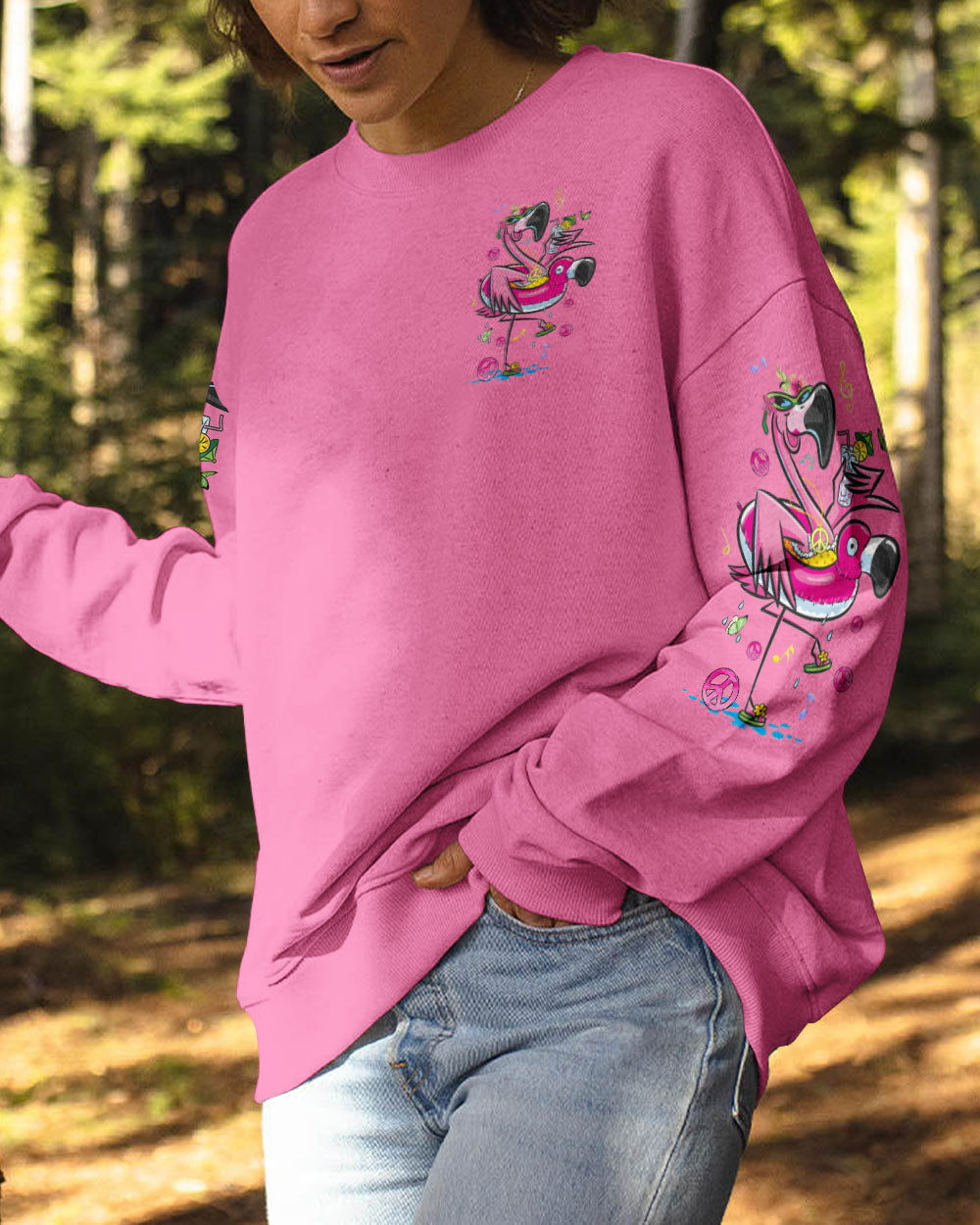 Be You the World Will Adjust Flamingo Funny and Graphic Tee for Women AOP Shirts _8_ OTzOy