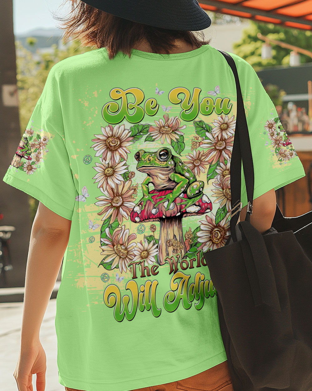 Be You the World Will Adjust Frog on Mushroom Daisy Graphic AOP Shirts _13_ Ncv7k
