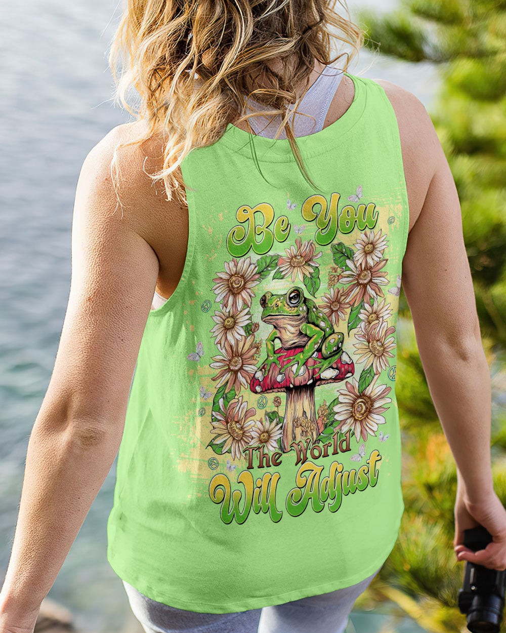 Be You the World Will Adjust Frog on Mushroom Daisy Graphic AOP Shirts _8_ wjQFQ