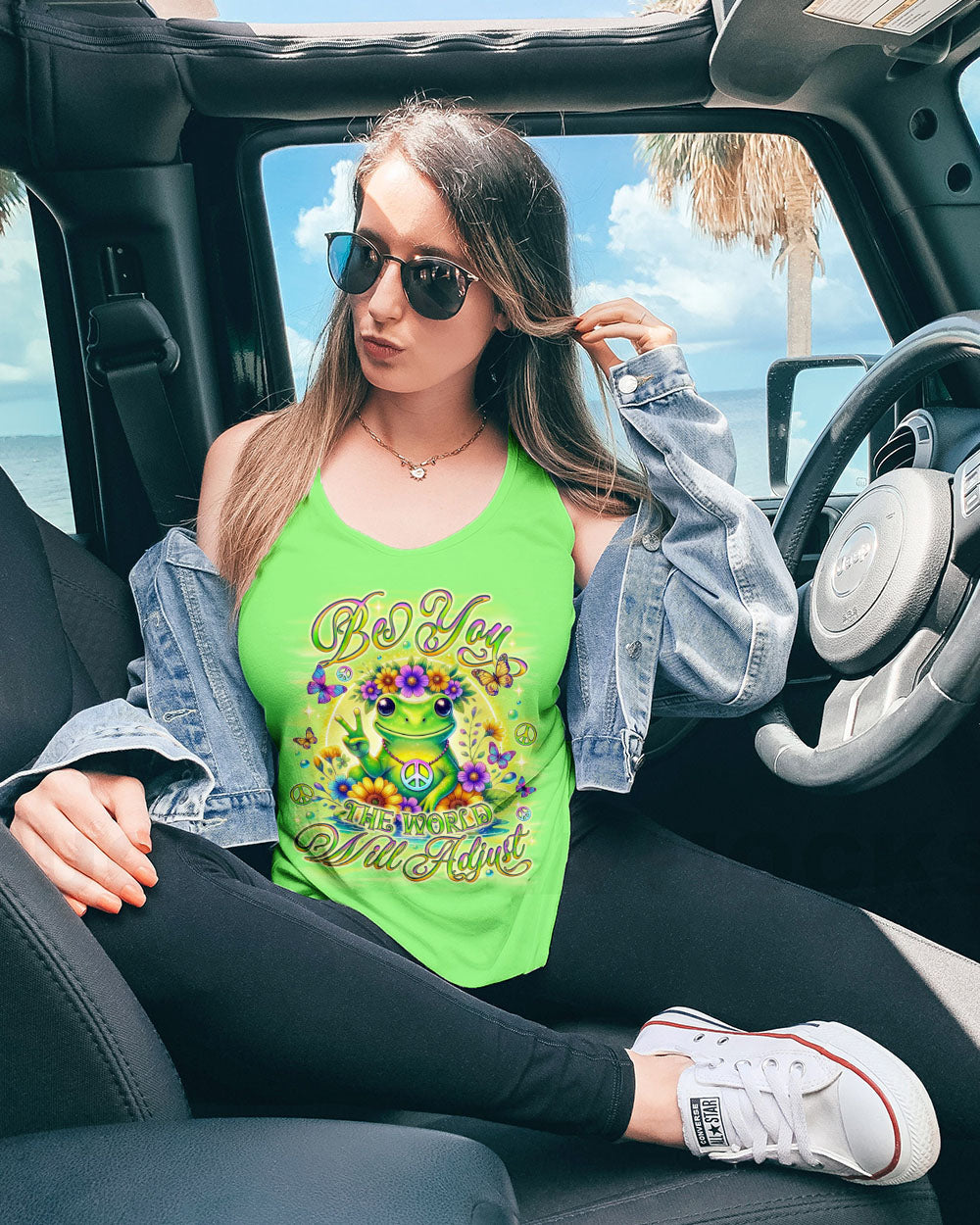 Be You the World Will Adjust Green Frog Cute Peace AOP Shirts _5_ 8k4uX
