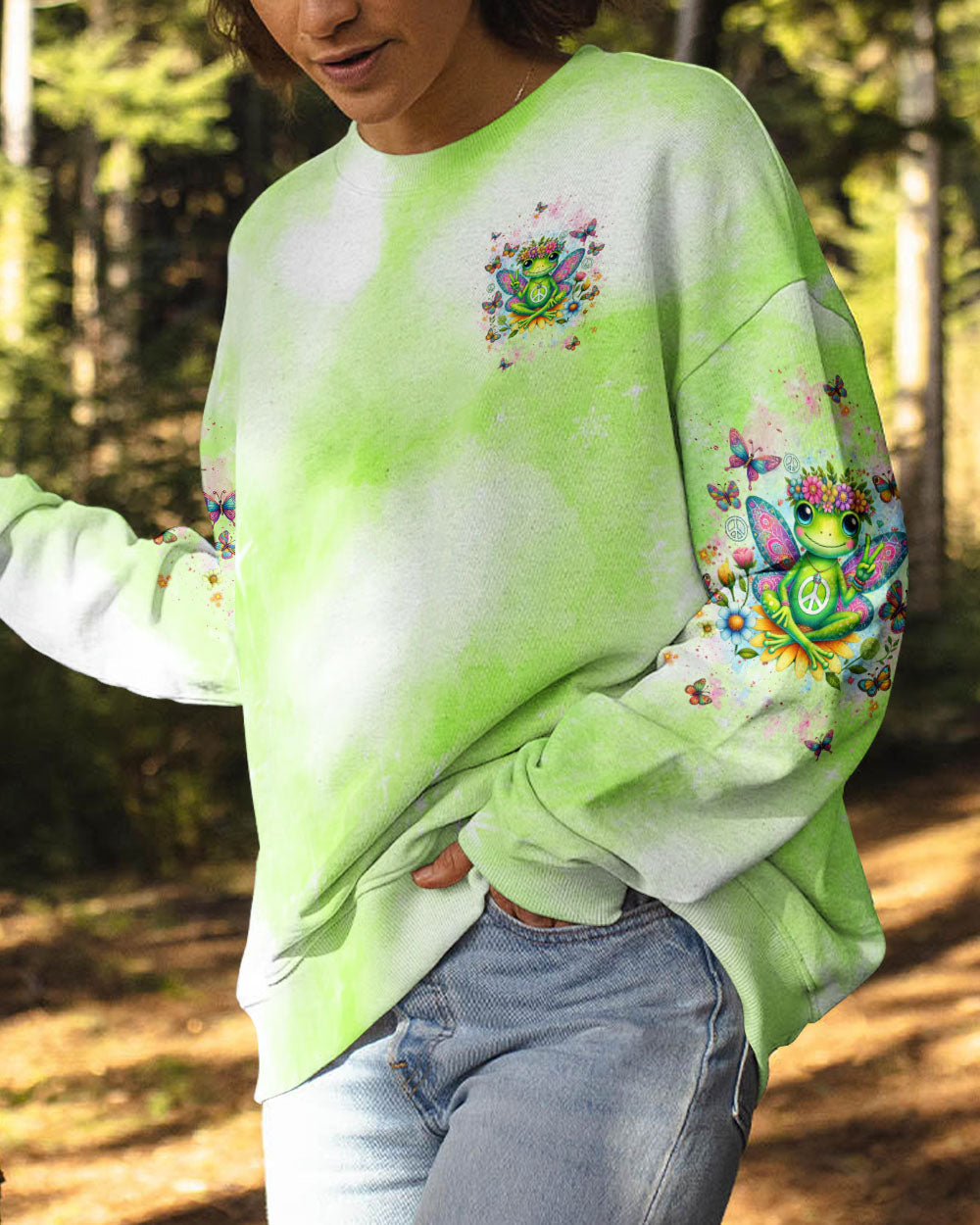 Be You the World Will Adjust Hippie Frog Colorful Peace Tie Dye AOP Shirts _2_ f4ufN