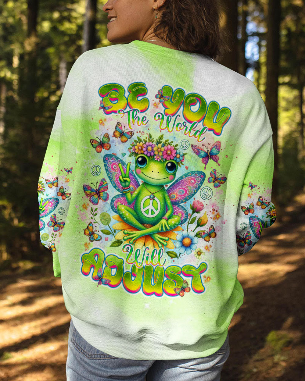 Be You the World Will Adjust Hippie Frog Colorful Peace Tie Dye AOP Shirts _3_ 8JecT