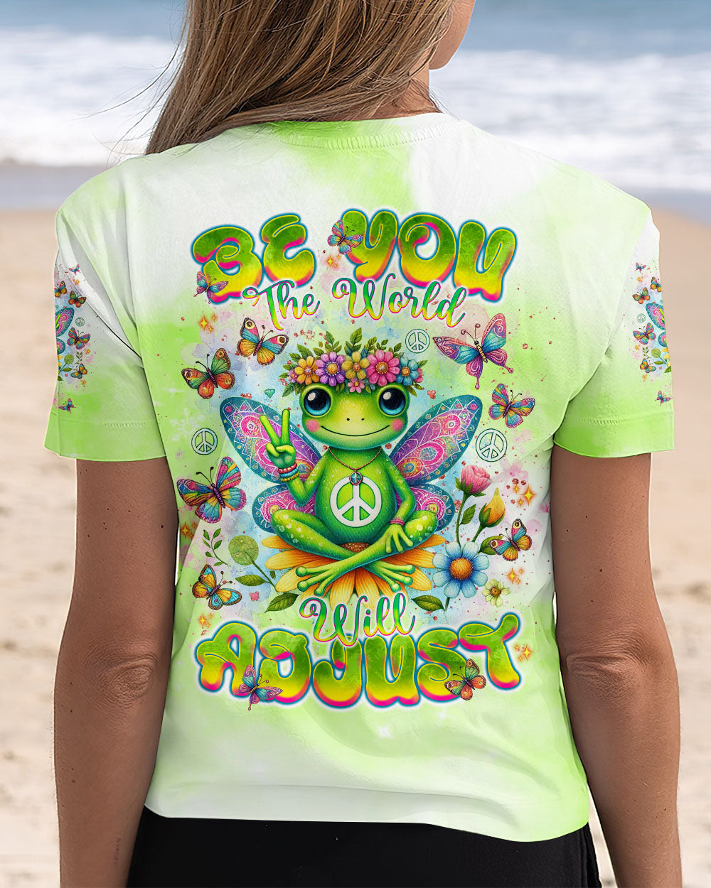 Be You the World Will Adjust Hippie Frog Colorful Peace Tie Dye AOP Shirts _8_ MM53T
