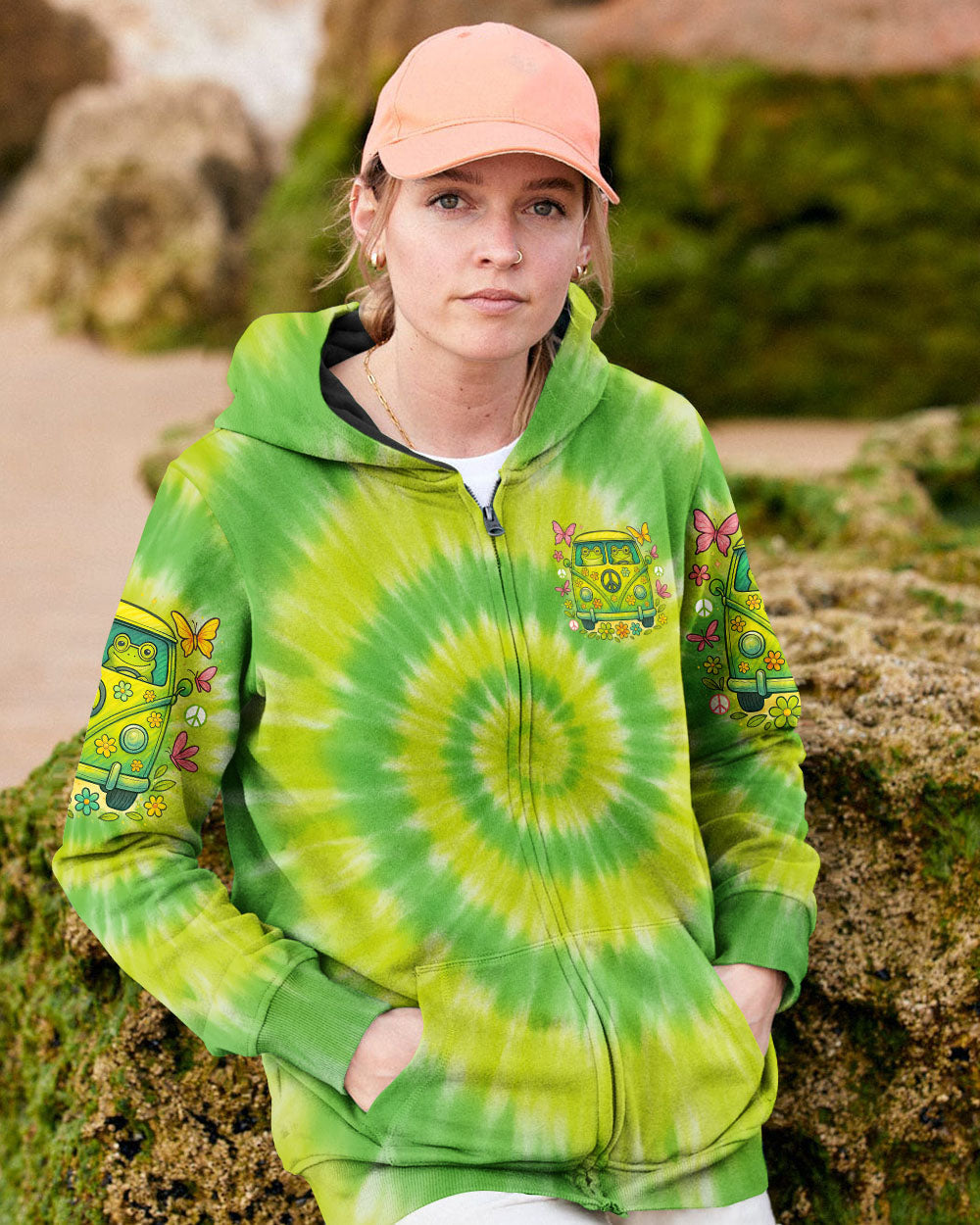 Be You the World Will Adjust Hippie Frog Tie Dye Peace Van Tee for Women AOP Shirts _11_ oJQnA