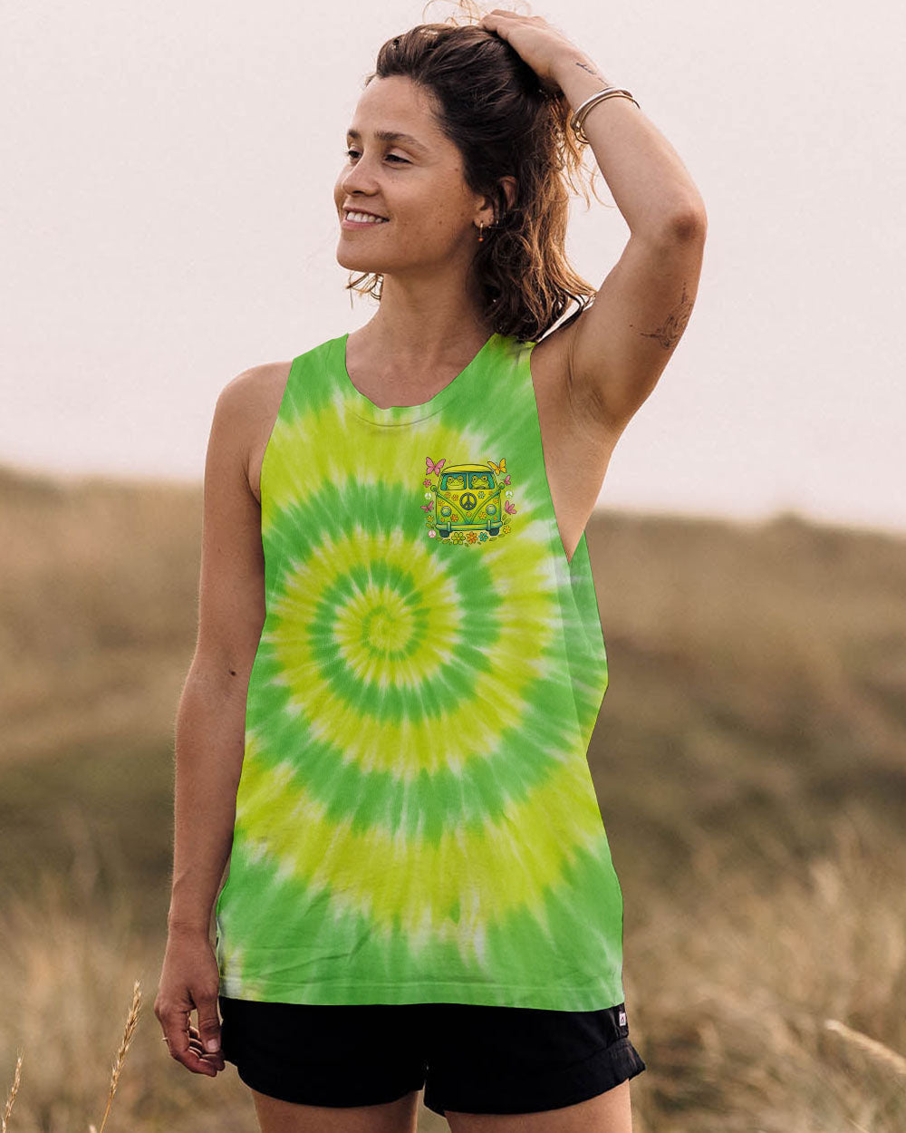 Be You the World Will Adjust Hippie Frog Tie Dye Peace Van Tee for Women AOP Shirts _13_ vLhkW