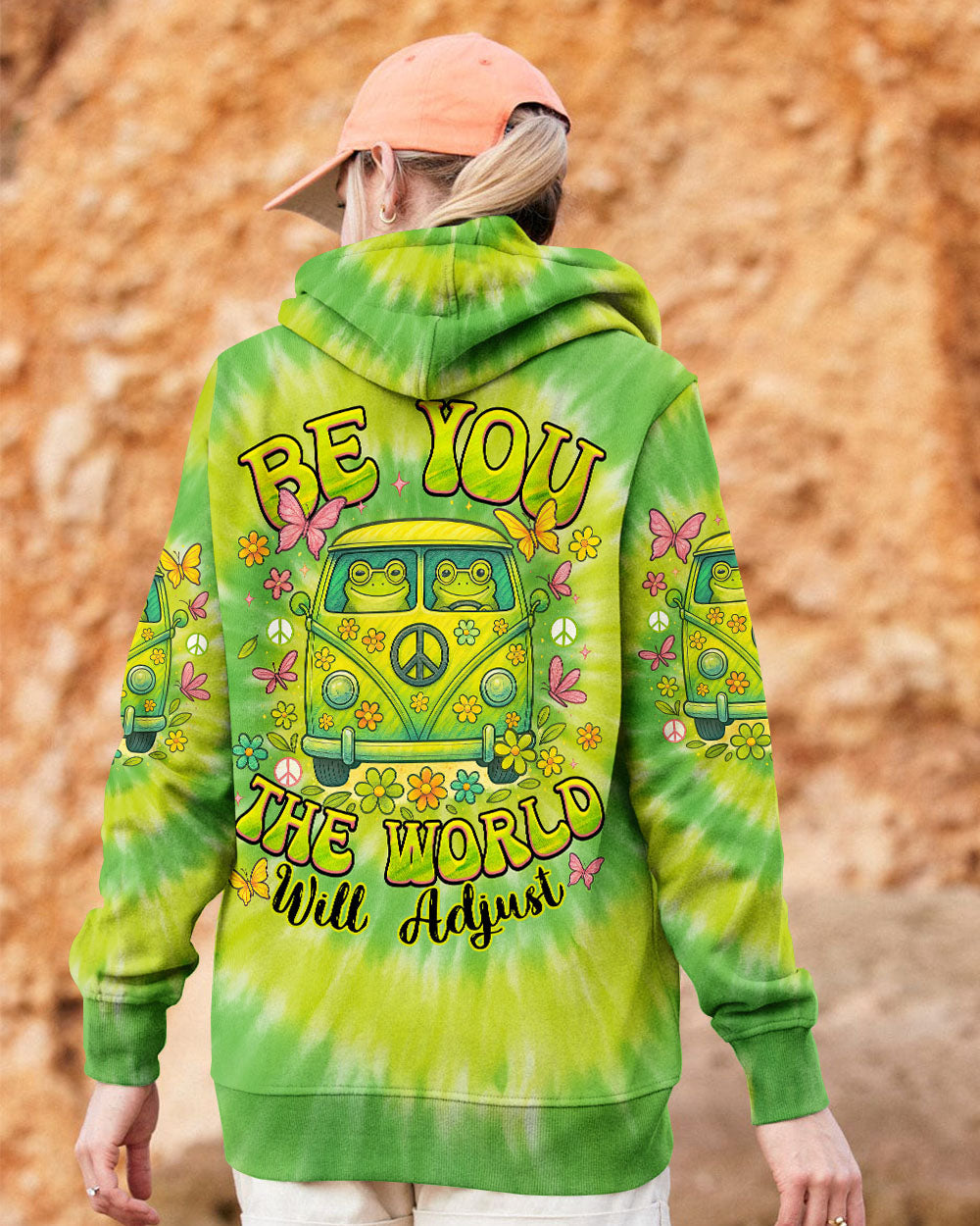 Be You the World Will Adjust Hippie Frog Tie Dye Peace Van Tee for Women AOP Shirts _2_ 8b5jM