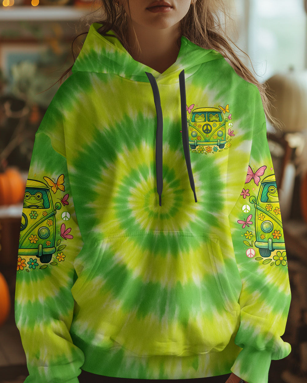 Be You the World Will Adjust Hippie Frog Tie Dye Peace Van Tee for Women AOP Shirts _7_ g8g6h