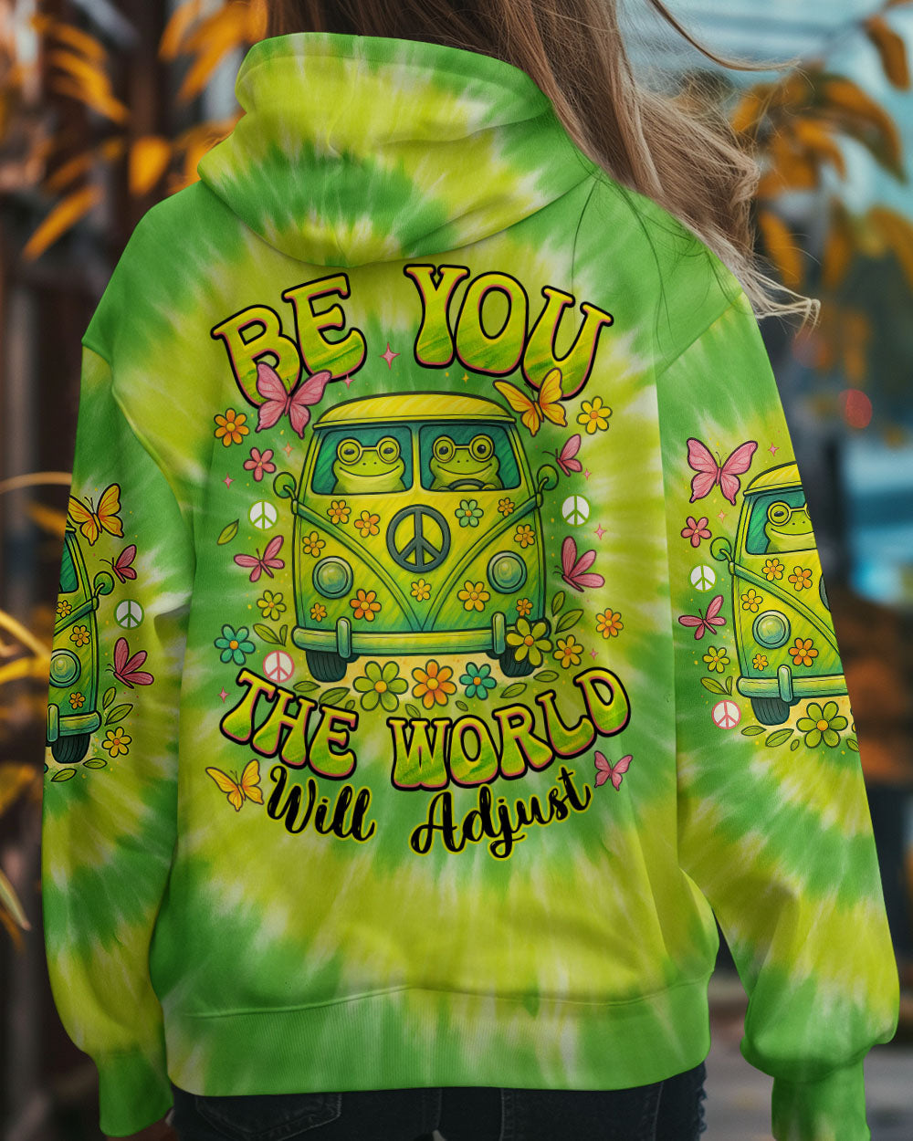 Be You the World Will Adjust Hippie Frog Tie Dye Peace Van Tee for Women AOP Shirts _8_ SGCnG
