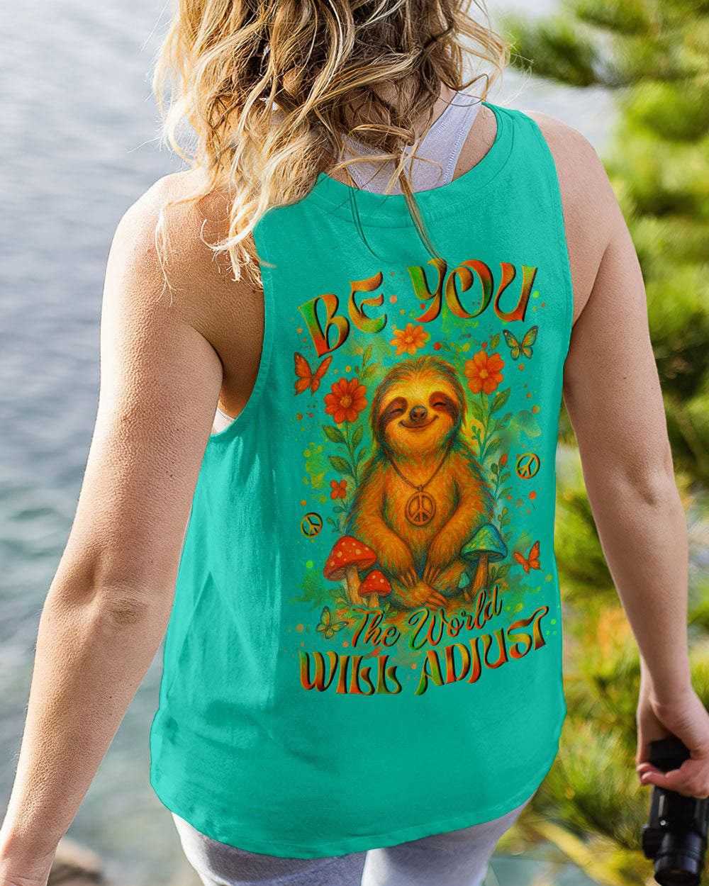 Be You the World Will Adjust Sloth Peaceful and Colorful Nature Design for Women AOP Shirts _13_ Nh49u