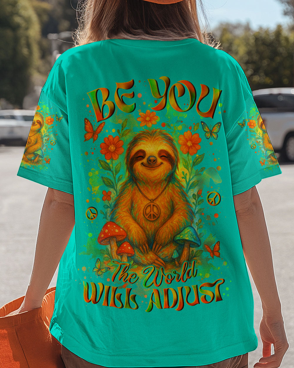 Be You the World Will Adjust Sloth Peaceful and Colorful Nature Design for Women AOP Shirts _5_ JgYRe