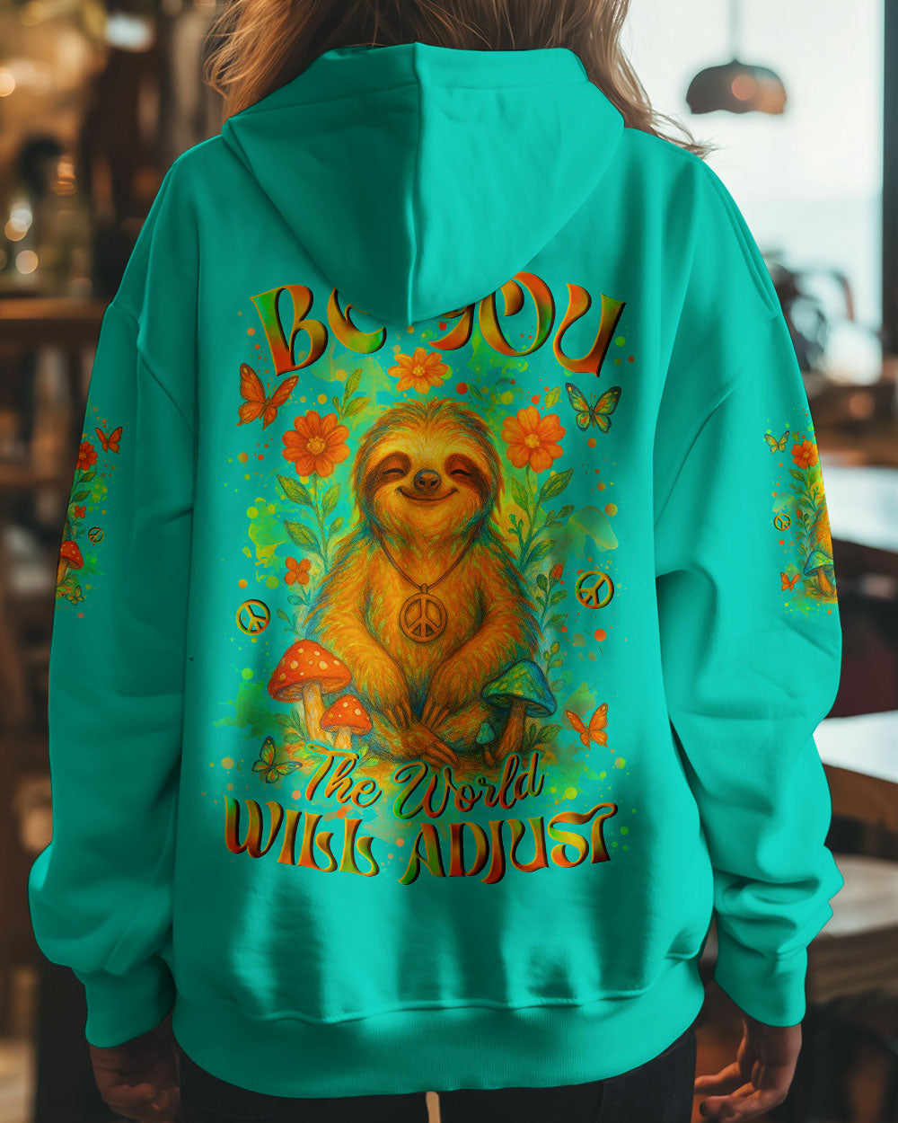 Be You the World Will Adjust Sloth Peaceful and Colorful Nature Design for Women AOP Shirts _7_ KAVMs
