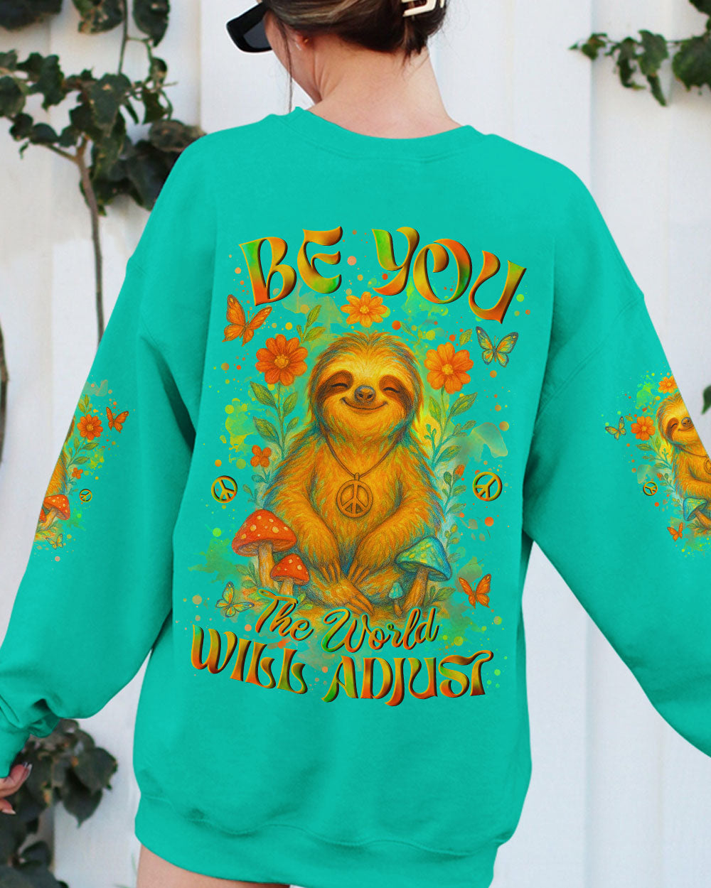 Be You the World Will Adjust Sloth Peaceful and Colorful Nature Design for Women AOP Shirts _9_ DY58s