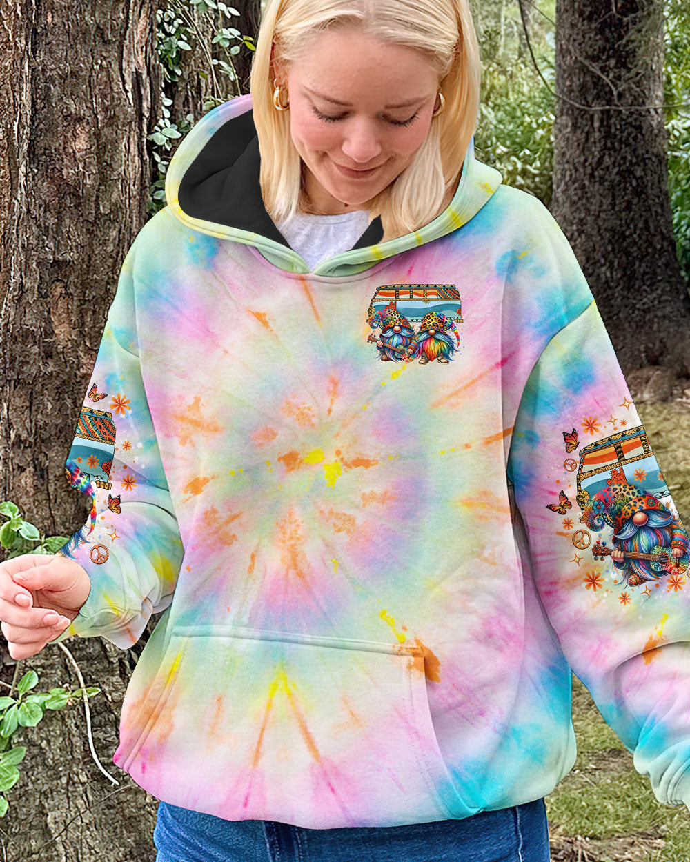 Be You the World Will Adjust Tie Dye Gnome and Van Graphic AOP Shirts _14_ F11m0