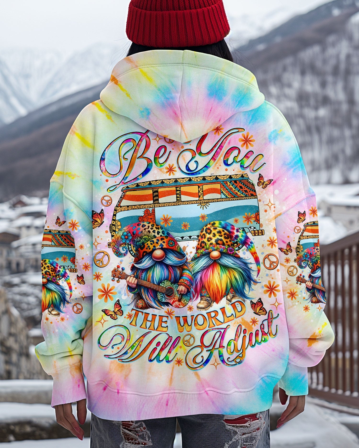 Be You the World Will Adjust Tie Dye Gnome and Van Graphic AOP Shirts _1_ cnyAT