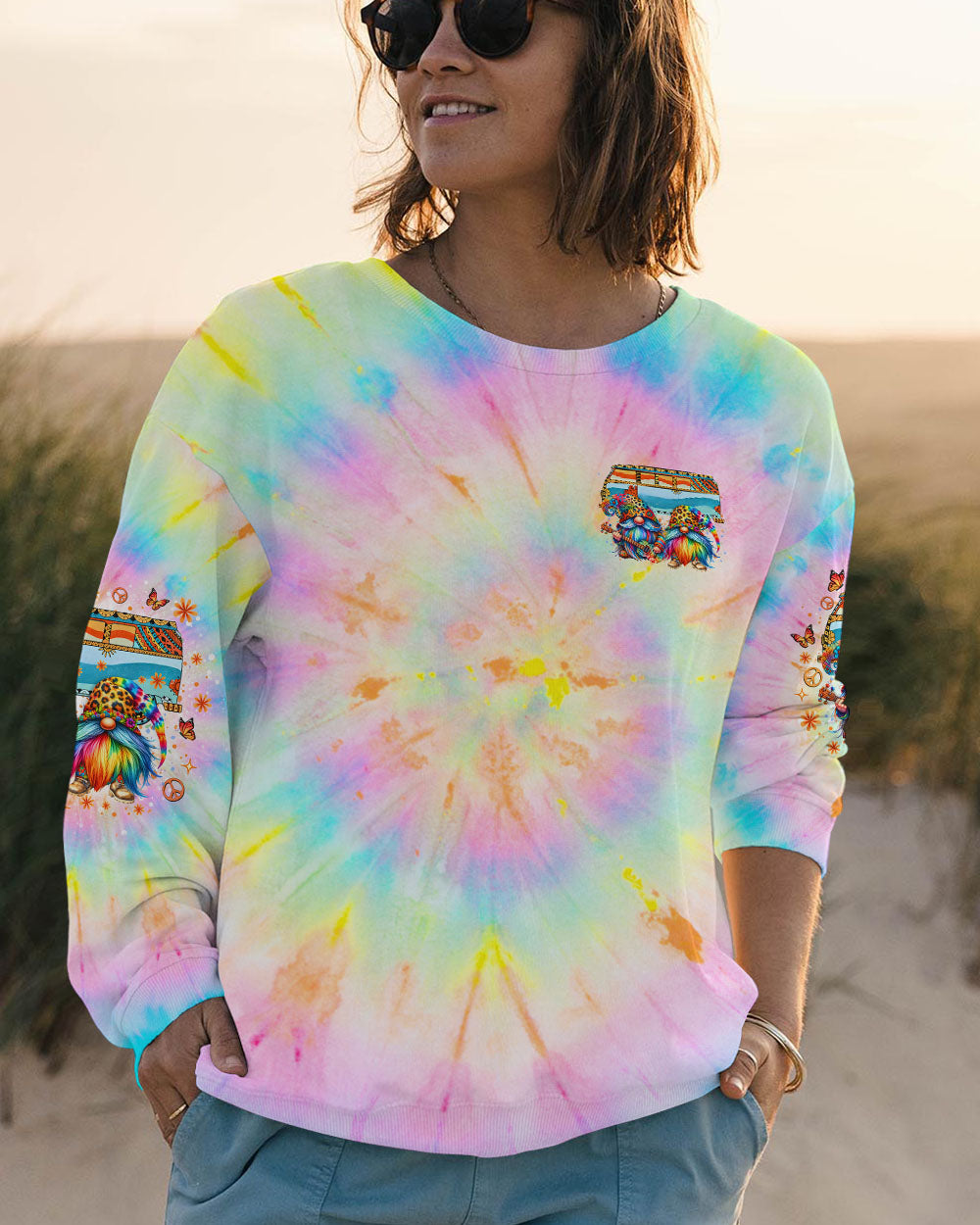 Be You the World Will Adjust Tie Dye Gnome and Van Graphic AOP Shirts _2_ WDS1A