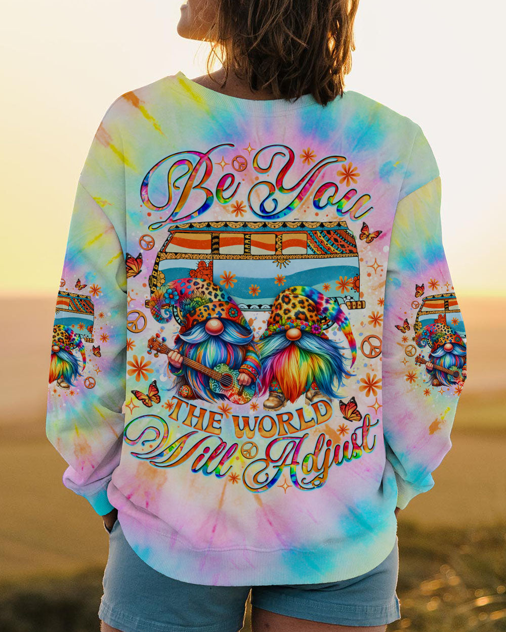 Be You the World Will Adjust Tie Dye Gnome and Van Graphic AOP Shirts _3_ WvlGe