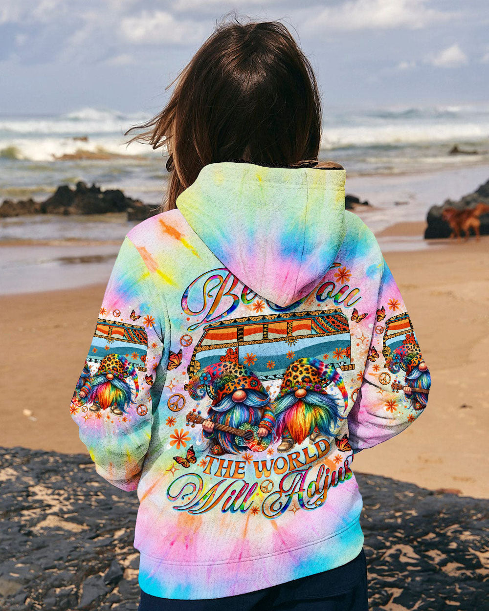 Be You the World Will Adjust Tie Dye Gnome and Van Graphic AOP Shirts _5_ uW1gK