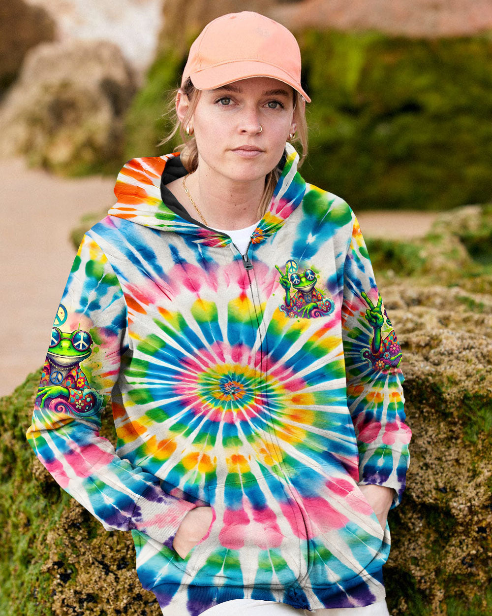 Be You the World Will Adjust Tie Dye Hippie Frog Graphic AOP Shirts _11_ QNAjr