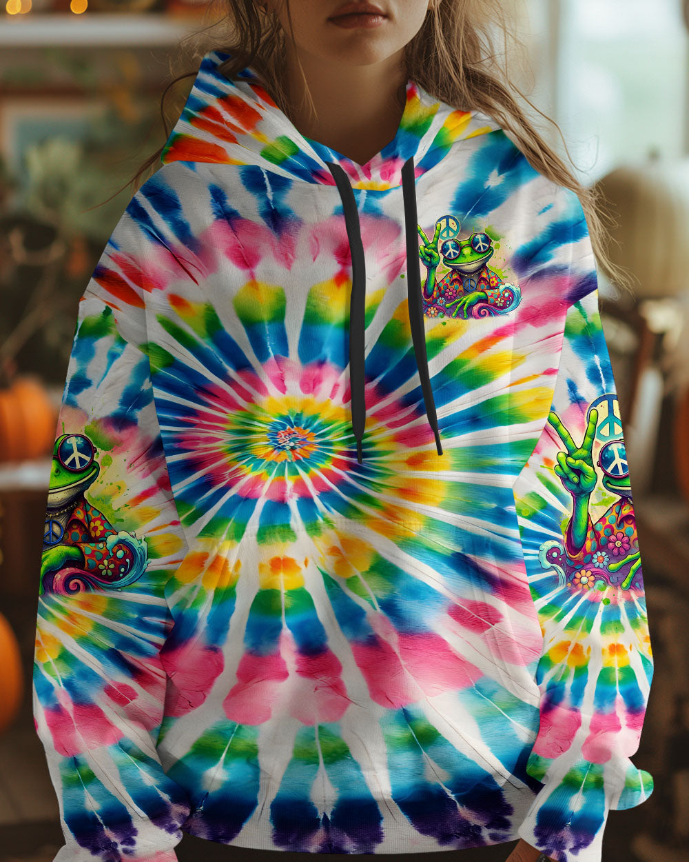 Be You the World Will Adjust Tie Dye Hippie Frog Graphic AOP Shirts _7_ EMu57