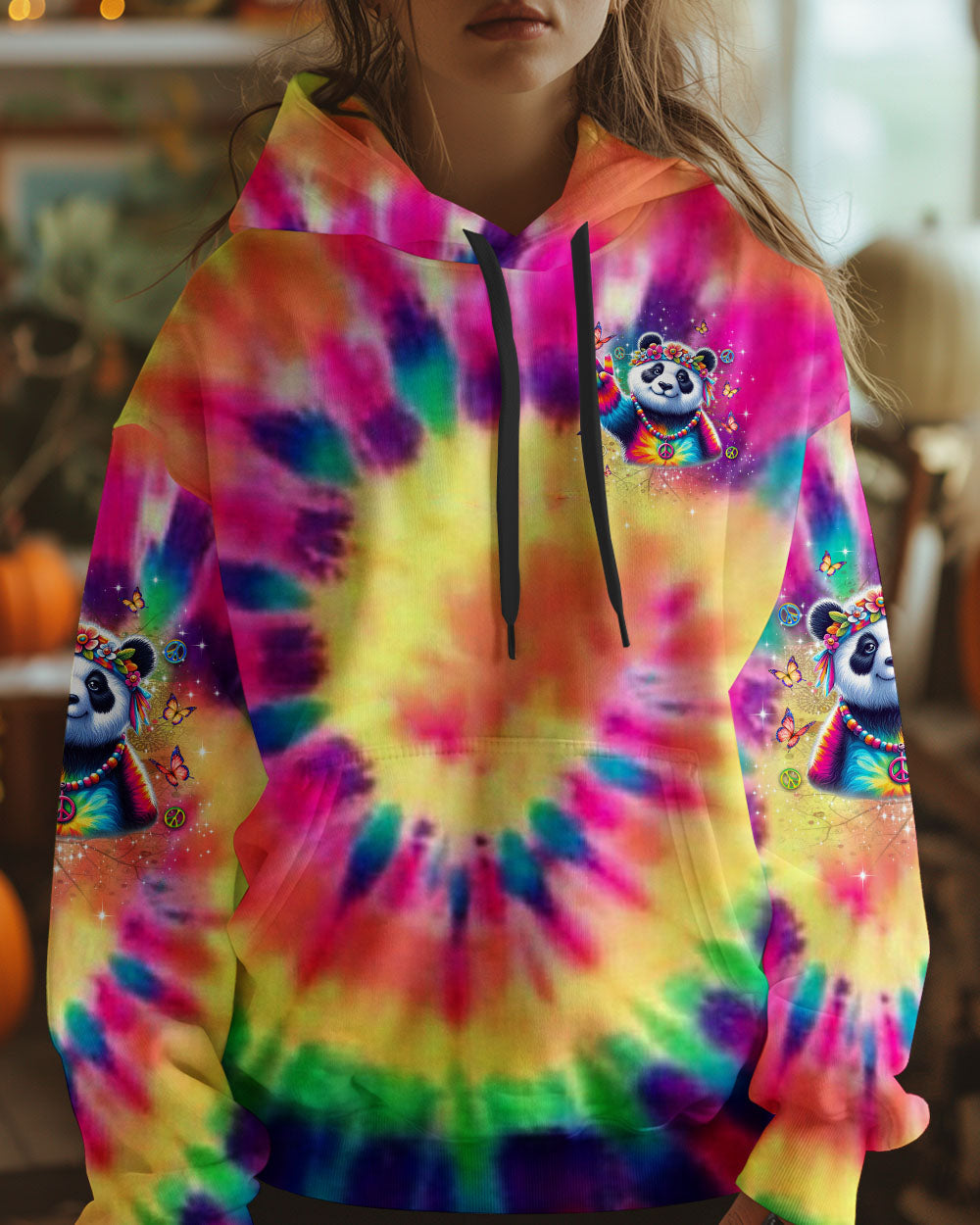 Be You the World Will Adjust Tie Dye Peace Panda Graphic AOP Shirts _4_ MUvFg