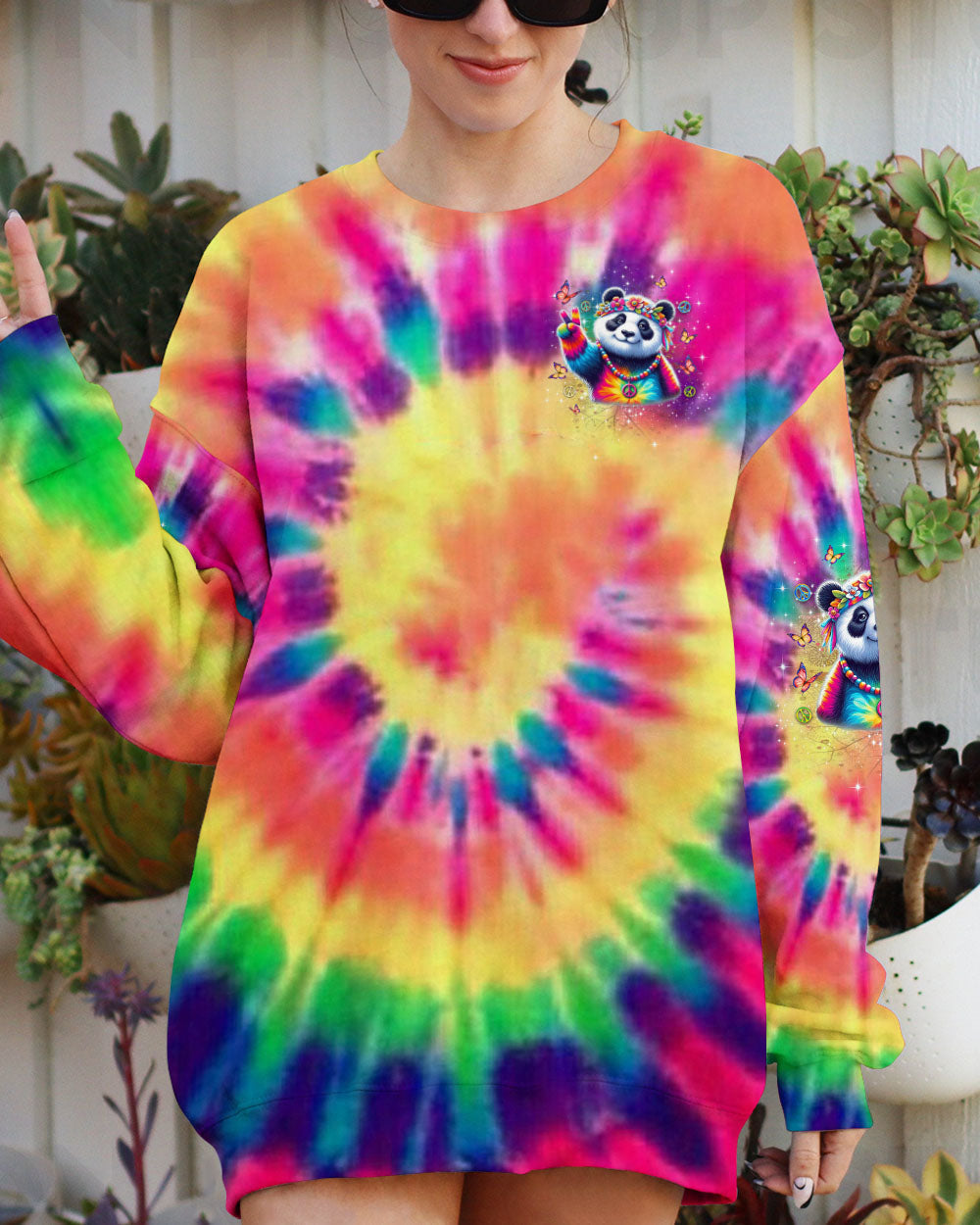 Be You the World Will Adjust Tie Dye Peace Panda Graphic AOP Shirts _6_ OrYnL