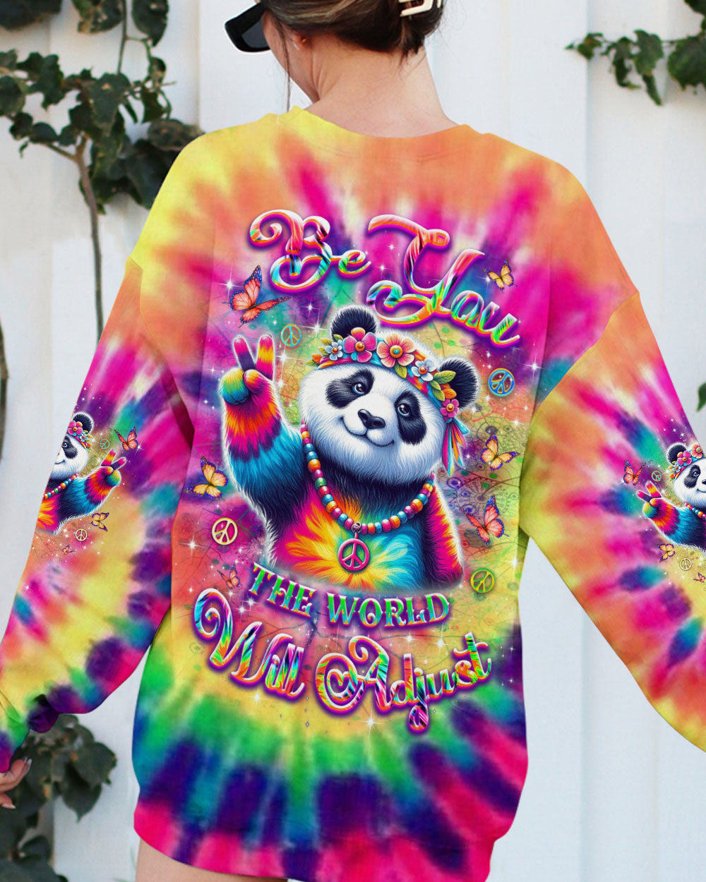 Be You the World Will Adjust Tie Dye Peace Panda Graphic AOP Shirts _7_ ChKBJ
