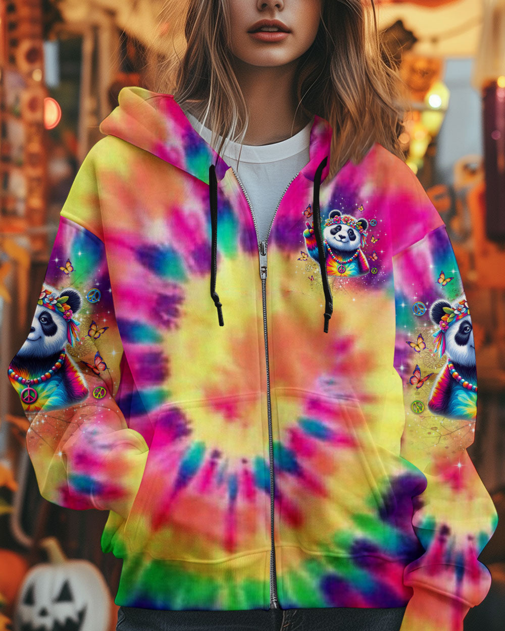 Be You the World Will Adjust Tie Dye Peace Panda Graphic AOP Shirts _8_ E8y2j