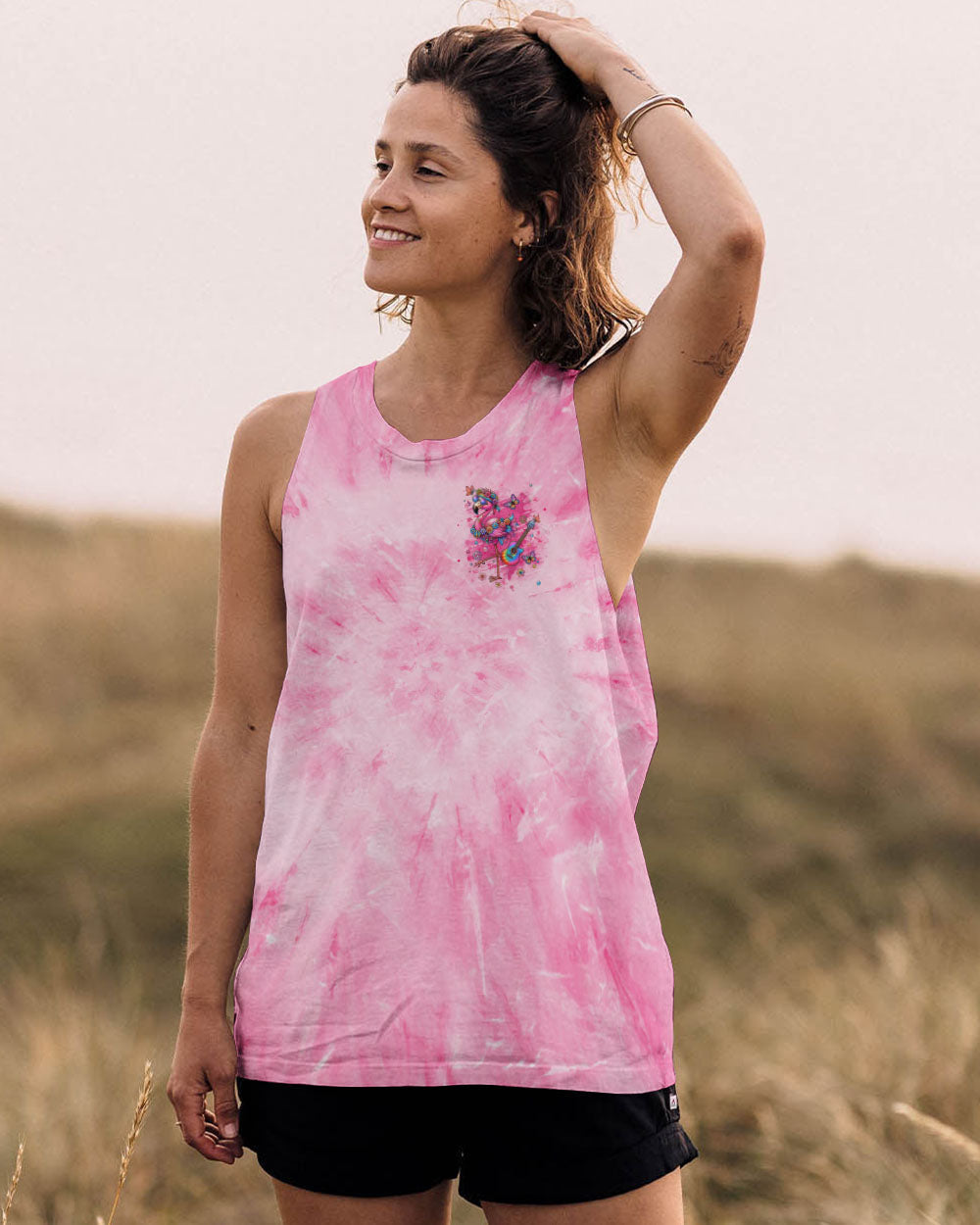 Be You the World will Adjust Flamingo Tie Dye with Guitar and Flowers AOP Shirts _10_ mf8Be