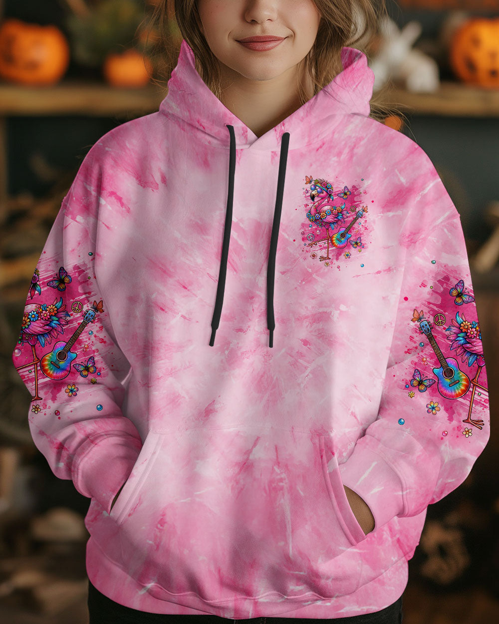 Be You the World will Adjust Flamingo Tie Dye with Guitar and Flowers AOP Shirts _4_ 8kWx2