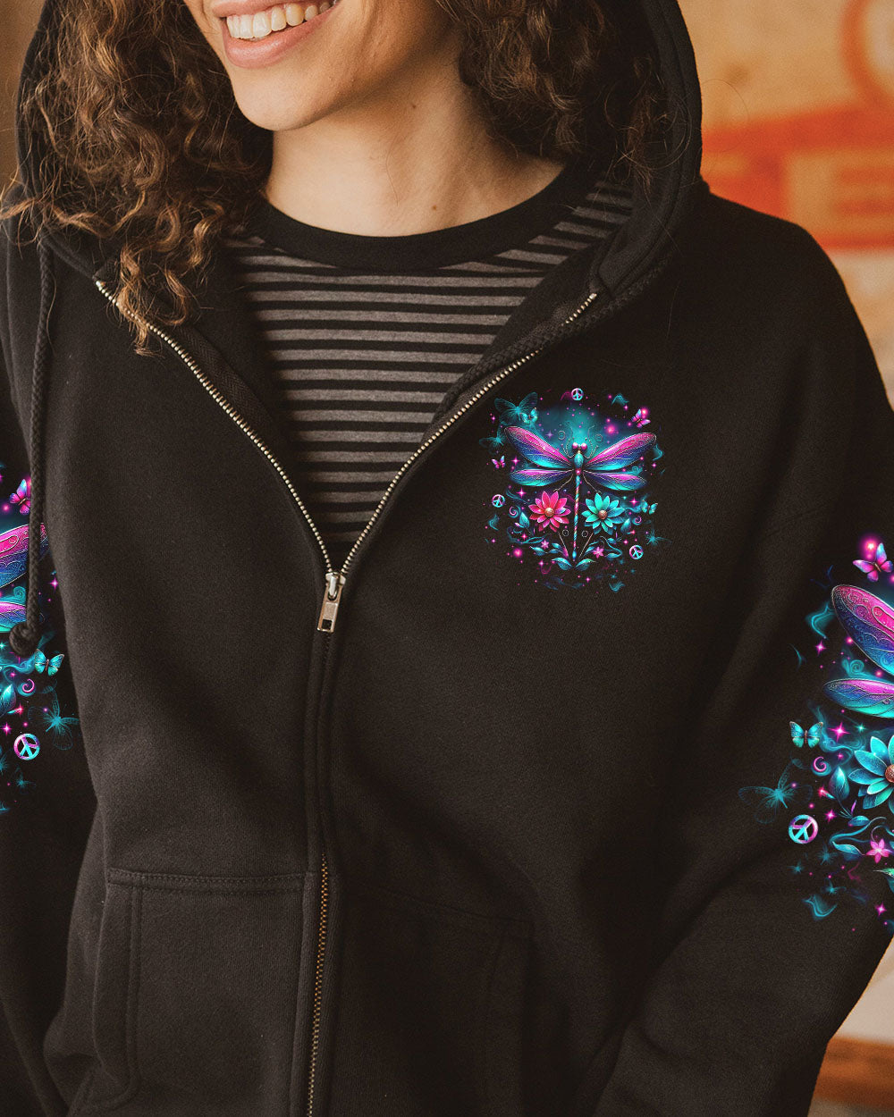 Be Your Own Kind of Beautiful Dragonfly and Floral Colorful Graphic AOP Shirts _10_ jGth4