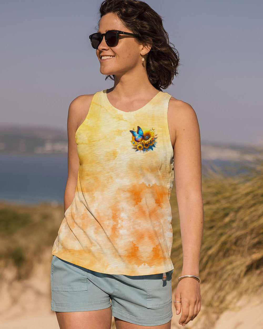 Be the Sunshine Sunflower and Butterfly Tie Dye AOP Shirts _11_ RC0xW