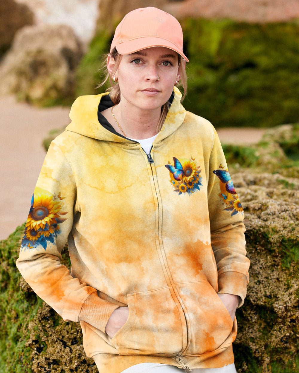 Be the Sunshine Sunflower and Butterfly Tie Dye AOP Shirts _8_ X2iwg